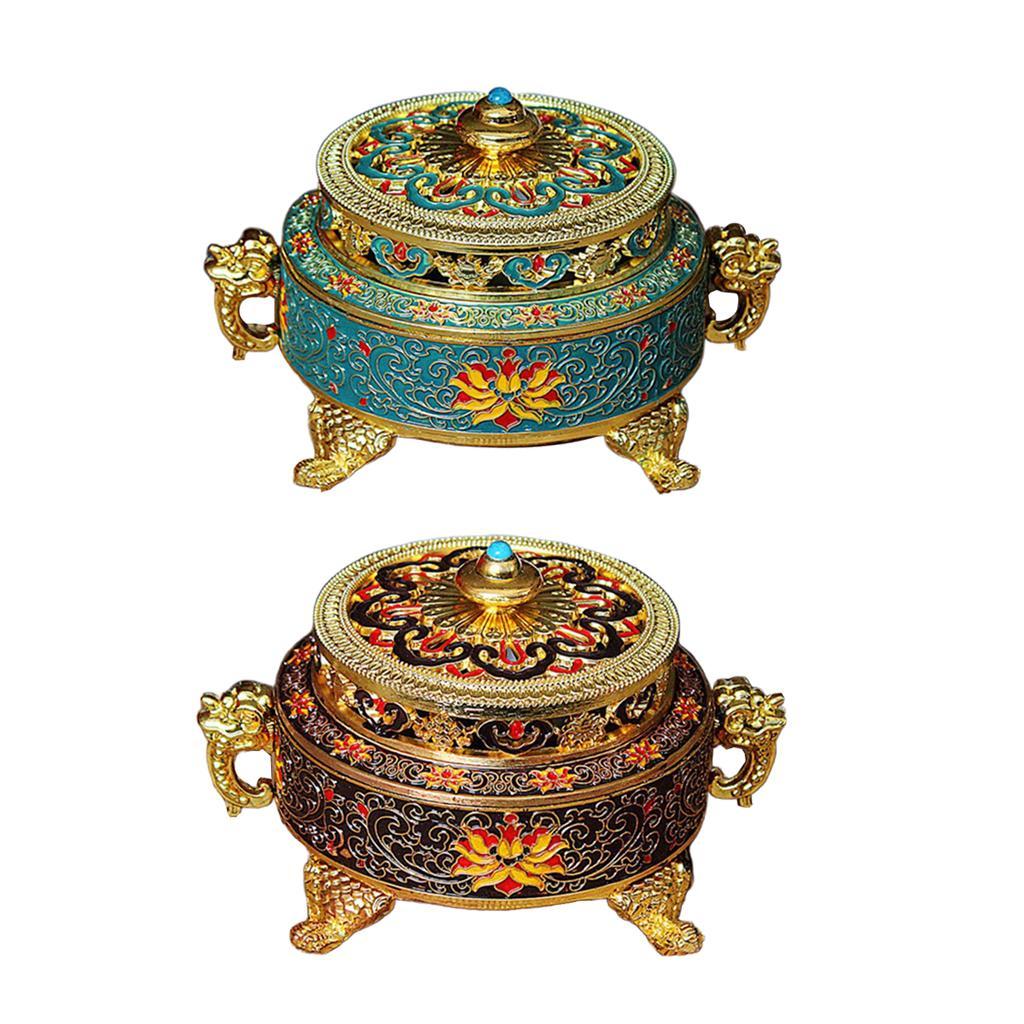 2pcs Tibetan Bronze Incense Burner Holder Art Censer Home Decor Ornaments