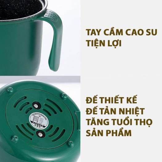 Nồi Lẩu Điện Mini, Nấu Mì 2 Tầng Kèm Giá Hấp Đa Năng Nướng, Luộc, Chiên Chống Dính Vấn Đá Tiện Lợi, Ca nấu mì mẫu mới