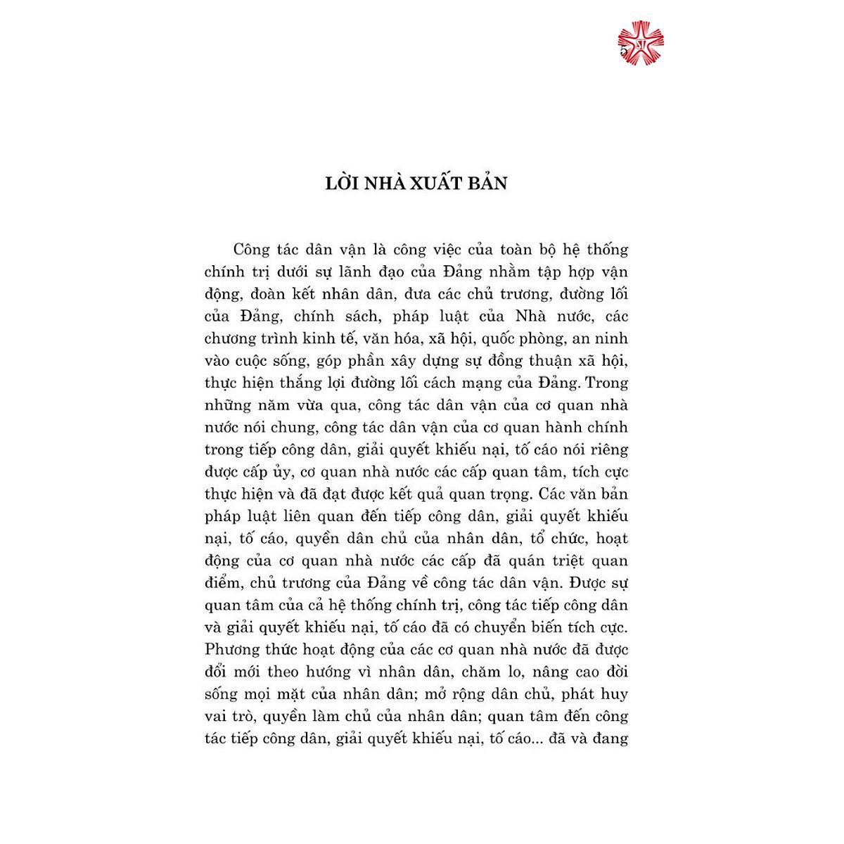 Sách - Công Tác Dân Vận Của Cơ Quan Hành Chính Trong Tiếp Công Dân, Giải Quyết Khiếu Nại, Tố Cáo - NXB Chính Trị Quốc Gia