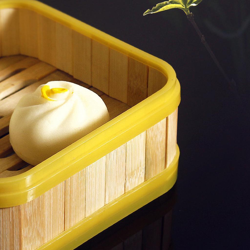 Bamboo Basket Steamer Chinese Sum Rice Pasta Cooker Square 5 inch