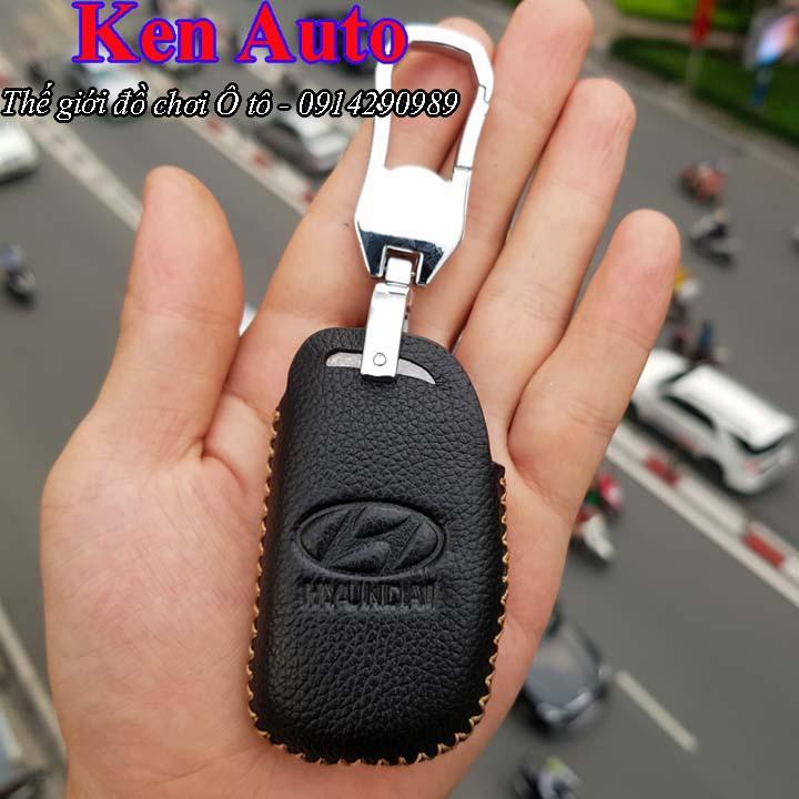 Bao da Handmade bảo vệ chìa khóa xe Hyundai i10, Hyundai Tucson, Hyundai Elantra…kèm móc đeo Inox