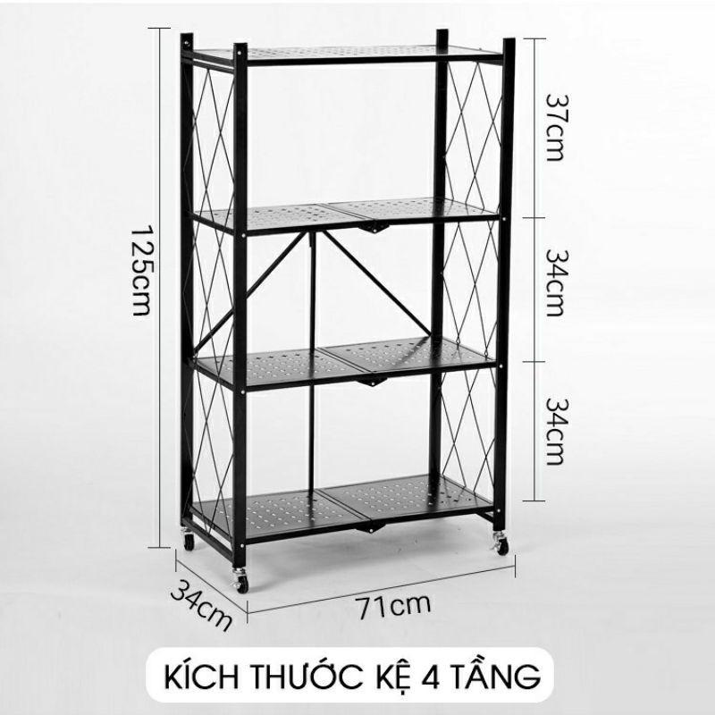 Kệ nhà bếp gấp gọn 3,4,5 tầng có bánh xe