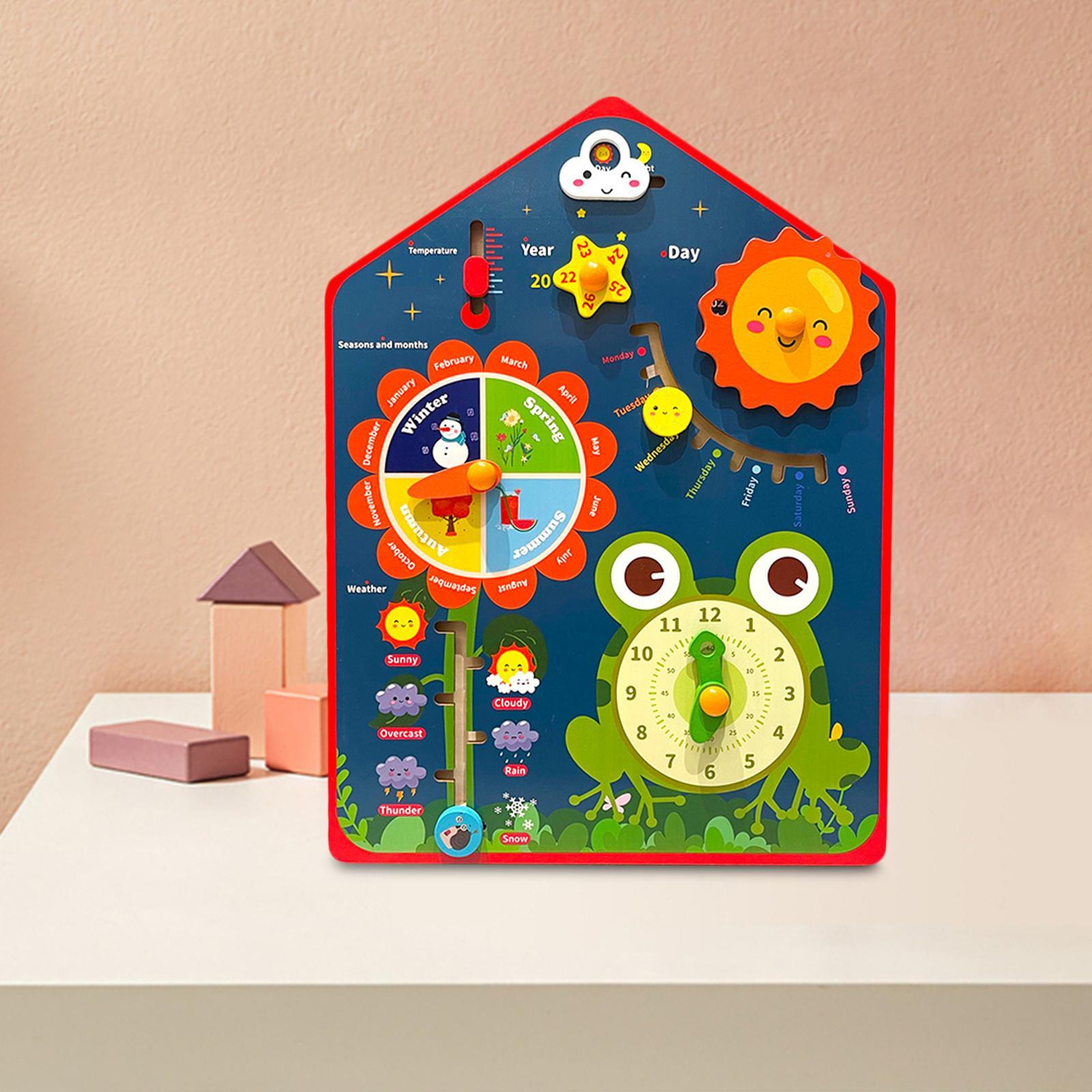 Montessori Wooden Calendar Clock Learning Educational Toy for Children