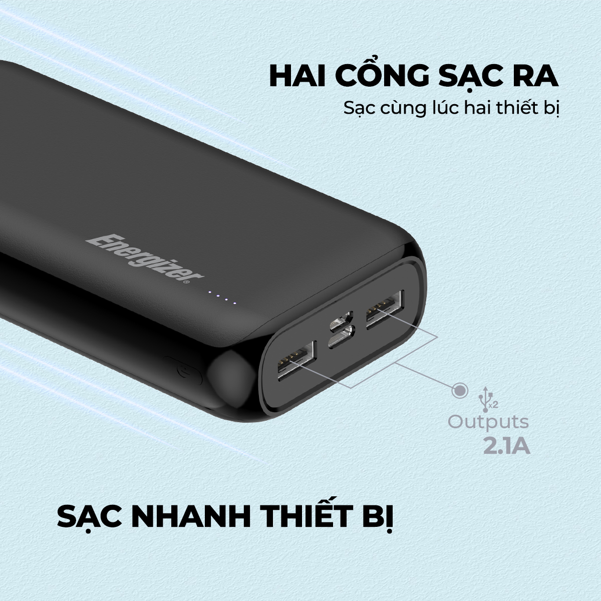 Sạc dự phòng Energizer 20,000mAh /3.7V Li-Polymer UE20010BK - Hàng chính hãng bảo hành 2 năm 1 dổi 1