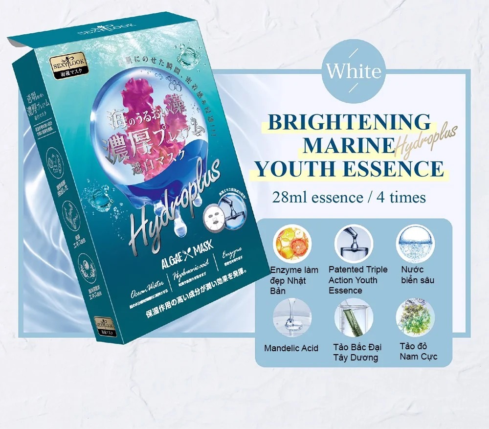4 Miếng Mặt Nạ Rong Biển Sexylook Marine Algae Whitening Facial Treatment Mask 28ml