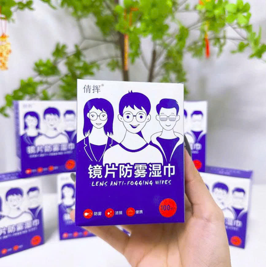 Hộp 100 khăn làm ngăn hơi đọng nước kính, khăn giấy lau nano lau sạch bụi, hơi nước, mờ sương bề mặt kính