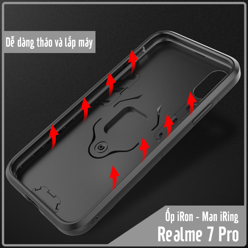 Ốp lưng cho Oppo Realme 7 Pro iRON - MAN IRING Nhựa PC cứng viền dẻo chống sốc