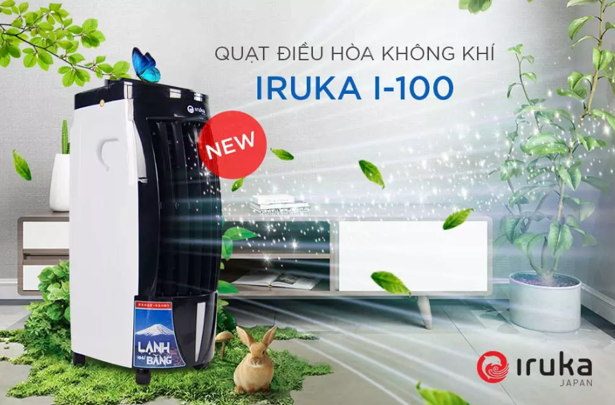 Quạt Điều Hòa, Làm Mát Không Khí IKURA I-100 Cảm Ứng 3 Chế Độ Gió, 4 Chế Độ Đảo Chiều Dung Tích 18L Công Suất 130W - Hàng Chính Hãng