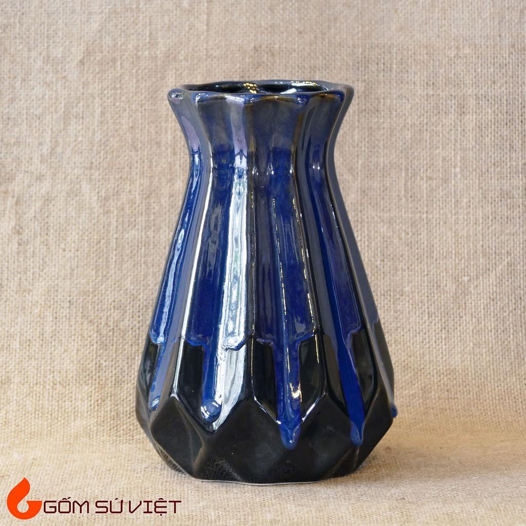 Bình hoa gốm dáng giỏ cua men hỏa biến - Gốm Bát Tràng