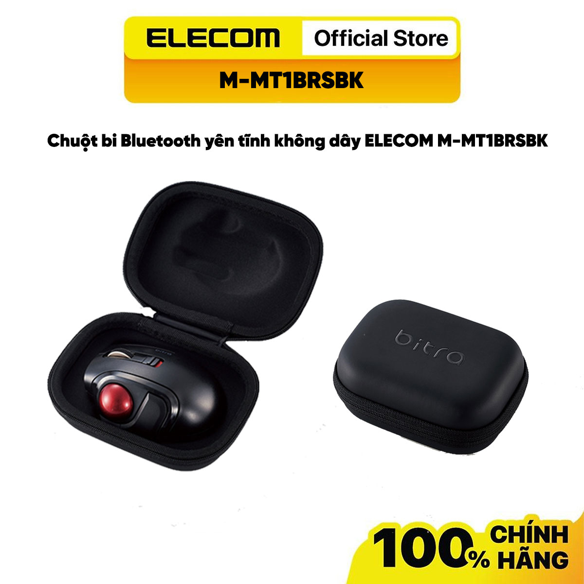 Chuột TrackBall bi đỏ Bluetooth không dây yên tĩnh ELECOM M-MT1BRSBK - Hàng chính hãng