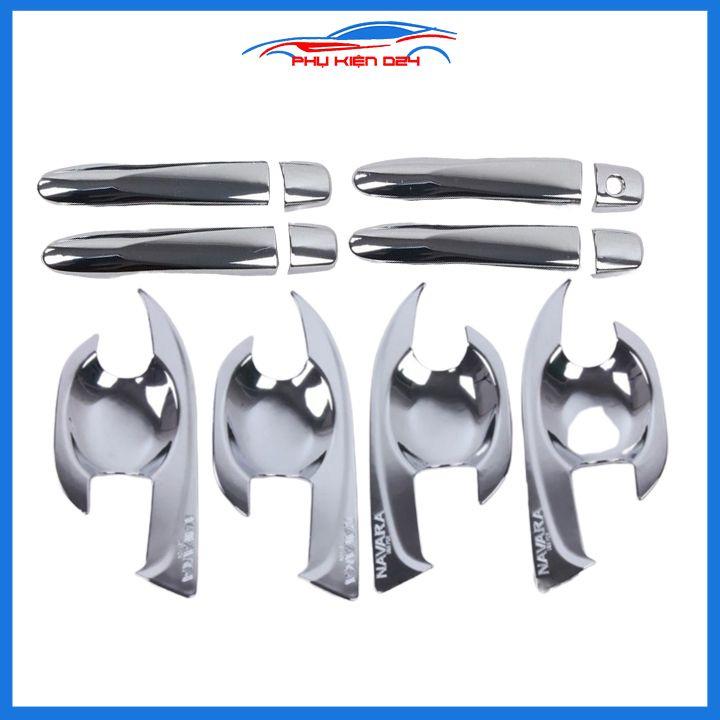 Ốp tay hõm nhựa đen/mạ crom Navara 2015-2016-2017-2018-2019-2020 sáng bóng chống trầy bảo vệ cửa xe ô tô