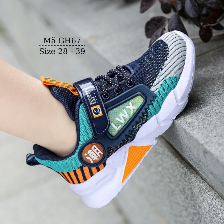 Giày thể thao bé trai 4 - 12 tuổi đi học chạy bộ êm nhẹ kháng khuẩn mang mùa hè phù hợp trẻ em nam phong cách Hàn Quốc NHÍM SHOP GH67