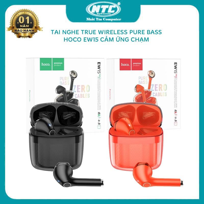 Tai nghe bluetooth true wireless dành cho Hoco EW15 Pure Bass V5.1 pin 4h, dock sạc 16h, tăng giảm âm, đổi tên tai nghe - Hàng Chính Hãng