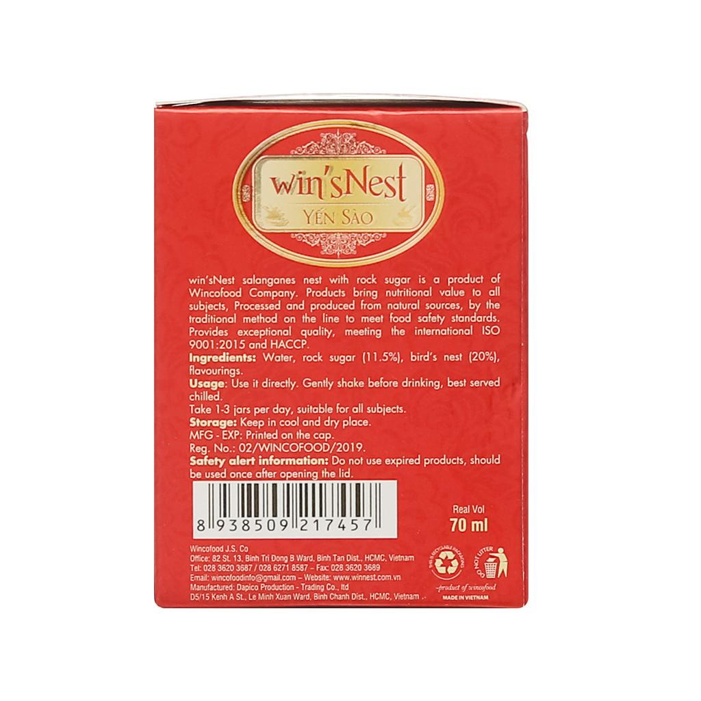 Combo 10 lọ Yến sào cao cấp win'sNest tổ yến chưng sẵn đường phèn 20% (70 ml/ lọ) phù hợp cho mọi đối tượng (kèm túi xách)