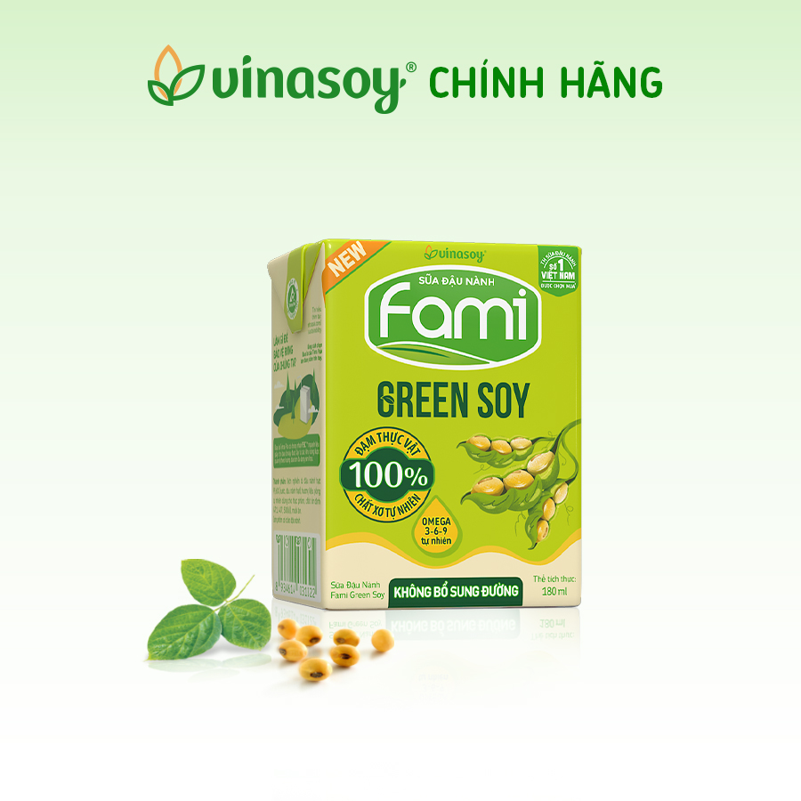 Thùng sữa đậu nành Fami Green soy không bổ sung đường (36 hộp x 180ml)