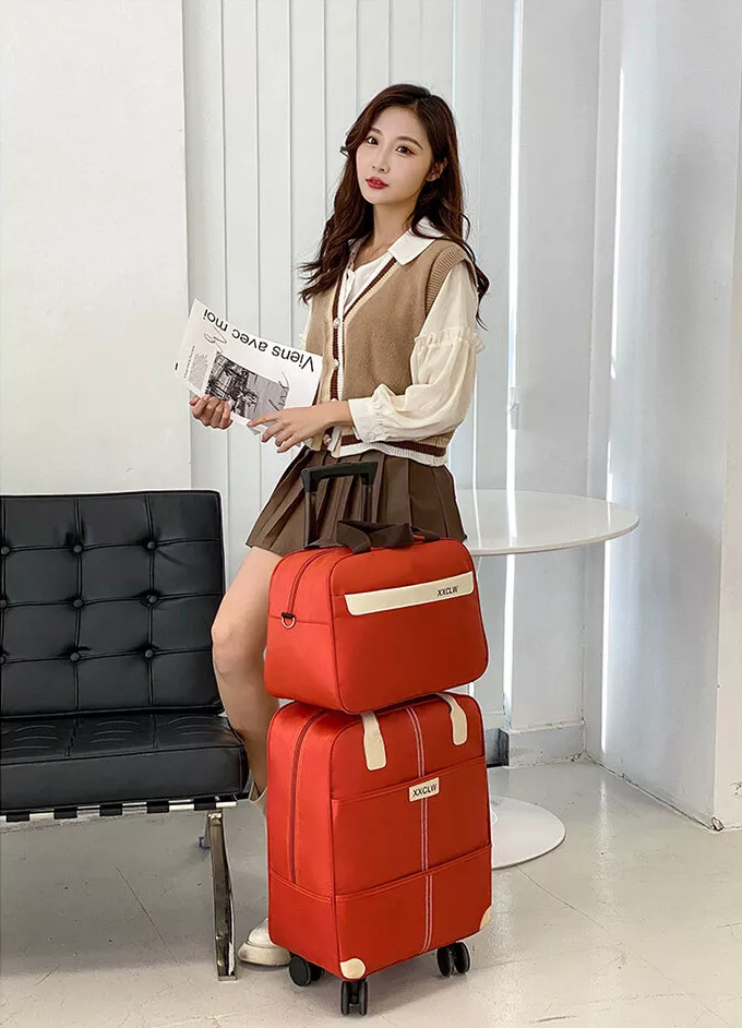 Vali du lịch tay kéo XXCLW size lớn 18inch 35x20x39cm + Túi kèm 37x17x27cm