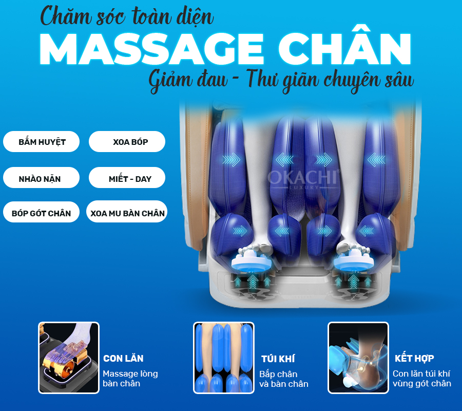 Ghế massage toàn thân OKACHI JP-i60 Plus ( Vàng Gold)