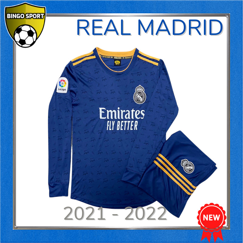 Quần Áo Bóng Đá, Đá Banh Tay Dài REAL MADRID Màu Xanh Đậm Mẫu Mới 2021/2022 - Thun Lạnh Đẹp Giá Rẻ RLMD01TD