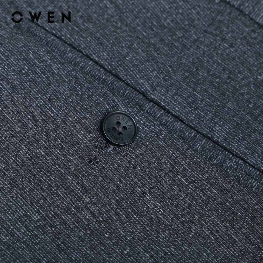 OWEN - Quần tây nam form Regular fit màu Đen Melange/slub/Oxford Knit QR220681