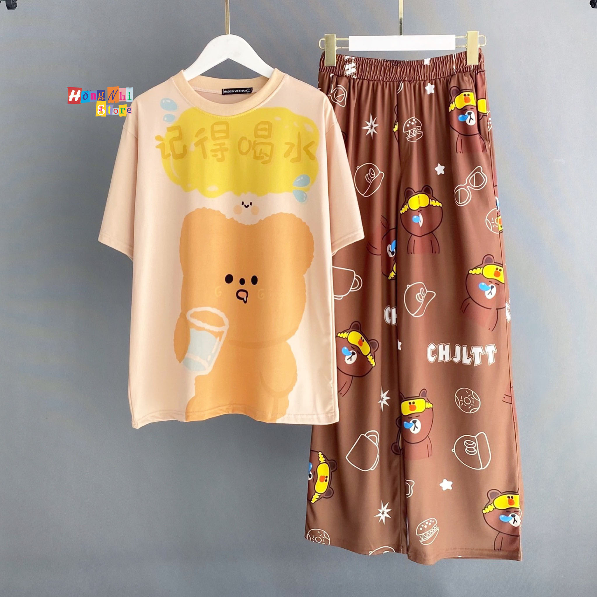 Quần Hoạt Hình Dài Gấu Nâu Ngủ Ống Rộng Cartoon Pant V2 Oversize Ulzzang Unisex - MM