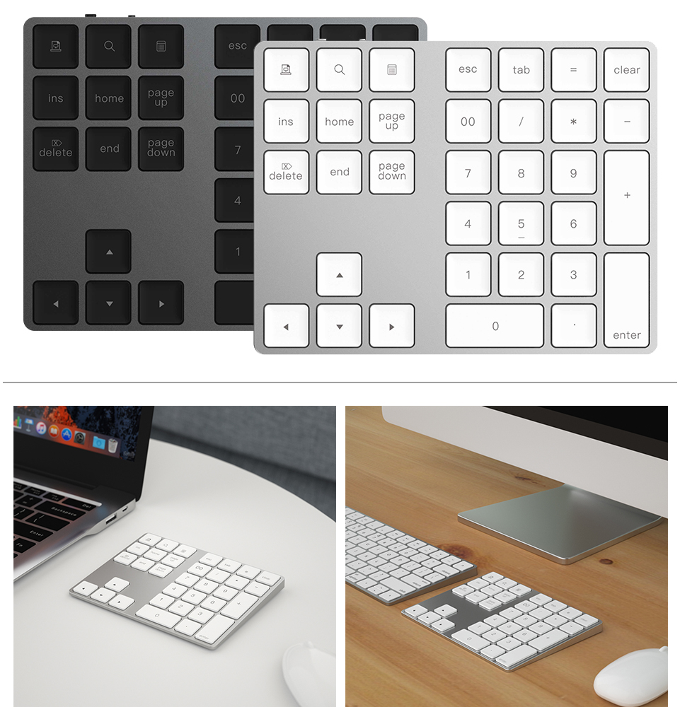 Bàn Phím Số Không Dây Bằng Nhôm 34 Phím BT Tích Hợp Pin Sạc Cho Windows / IOS / Android