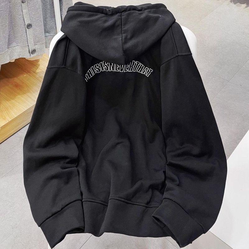 Hình ảnh Áo khoác hoodie neverthat dây kéo nỉ bông form rộng unisex nam nữ nón to 2 lớp trùm đầu,ulzzang có video ảnh thật