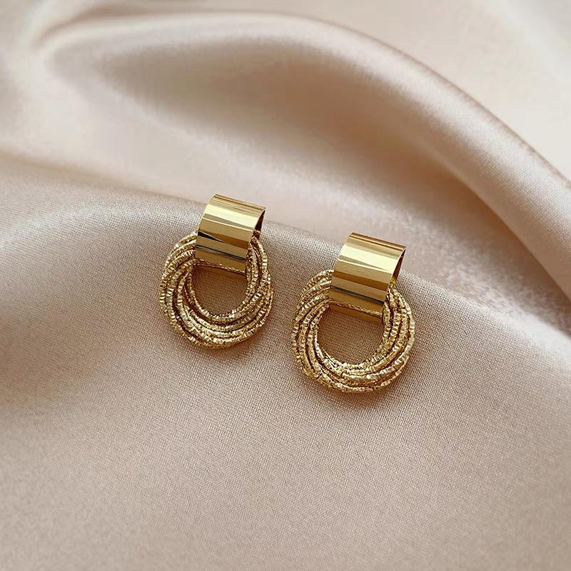Bông Tai Tròn Nhiều Lớp Hàn Quốc Bạc S925 Sang Chảnh Mainia Shop