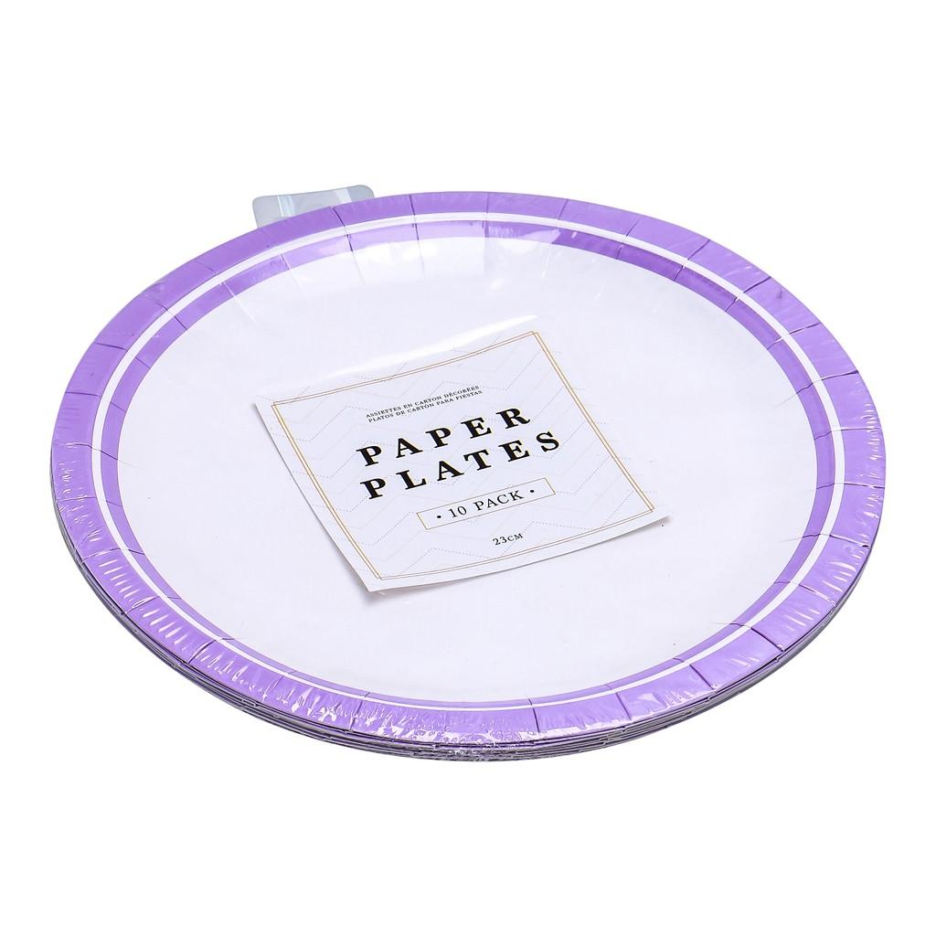 Đĩa Dùng Tiệc 23cm Màu Tím 10 Cái/Bộ Uncle Bills YT0076