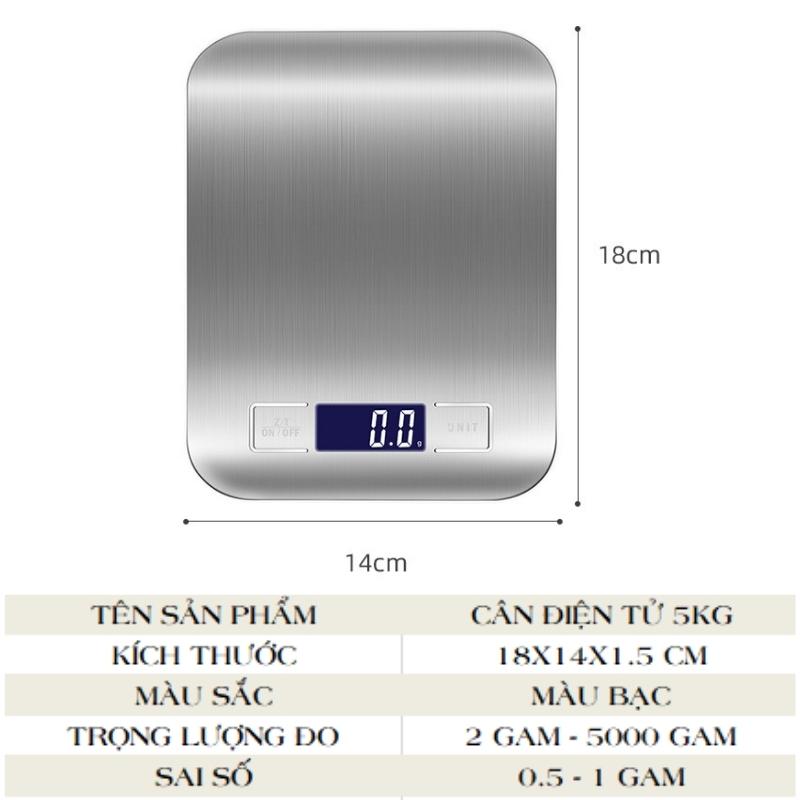 Cân điện tử TIỂU LY nhà bếp mini cân thực phẩm Dụng Cụ Làm Bánh 5kg - SCALE5KG