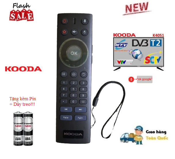 Remote Điều khiển tivi Kooda giọng nói kiêm chuột bay- Hàng mới theo TV mới 100% Tặng kèm Pin