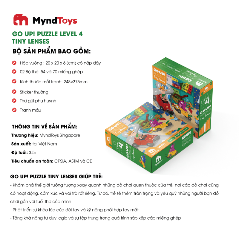 Đồ Chơi Xếp Hình Myndtoys Go Up! Puzzle Level 4 - Tiny Lenses Dành Cho Bé Trên 3.5 Tuổi