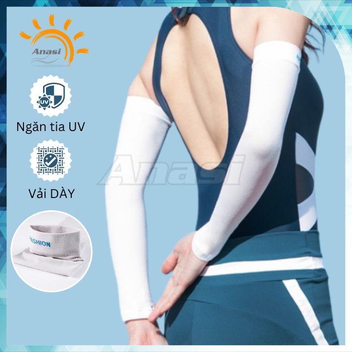 Găng tay chống nắng xỏ ngón Anasi AMX72 - Vải dệt DÀY, không đường may - Chống tia UV