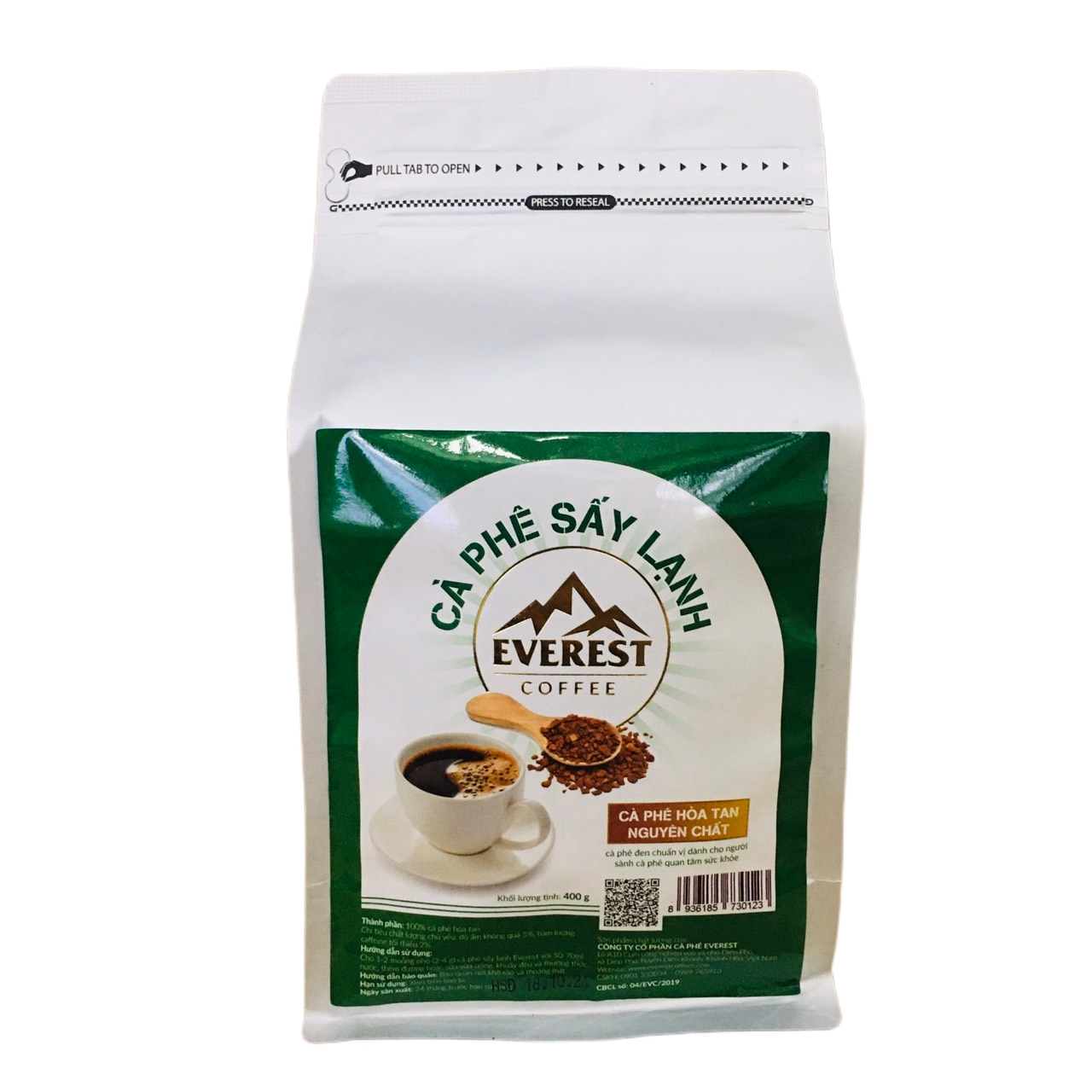 Cà Phê Đen Sấy Lạnh 100% Nguyên Chất Blend EVEREST COFFEES. Hàng Xuất Khẩu Chất Lượng Quốc Tế. Tiêu Chuẩn FDA Hoa Kỳ