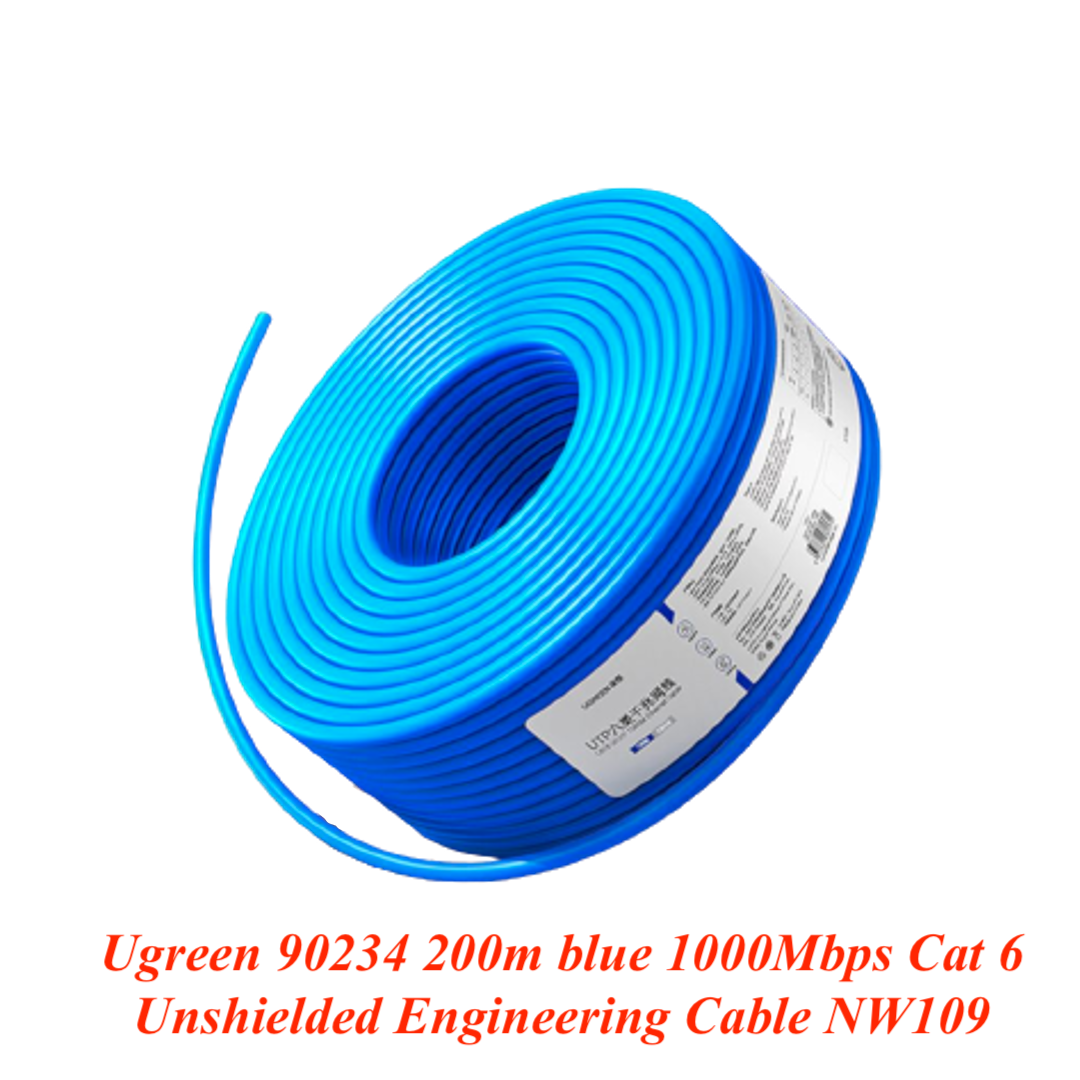 Ugreen UG90234NW109TK 200m OD0.57mm Gigabit Màu Xanh Cáp mạng Lan Cat 6 Unshielded Engineering - HÀNG CHÍNH HÃNG