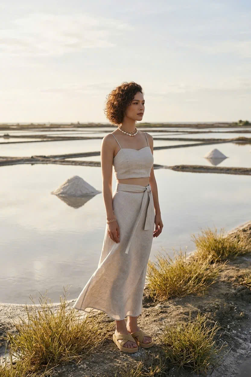 Áo Croptop Hai Dây Linen Vải Lanh Xám Muối Tiêu TOP208 Thời trang Hity