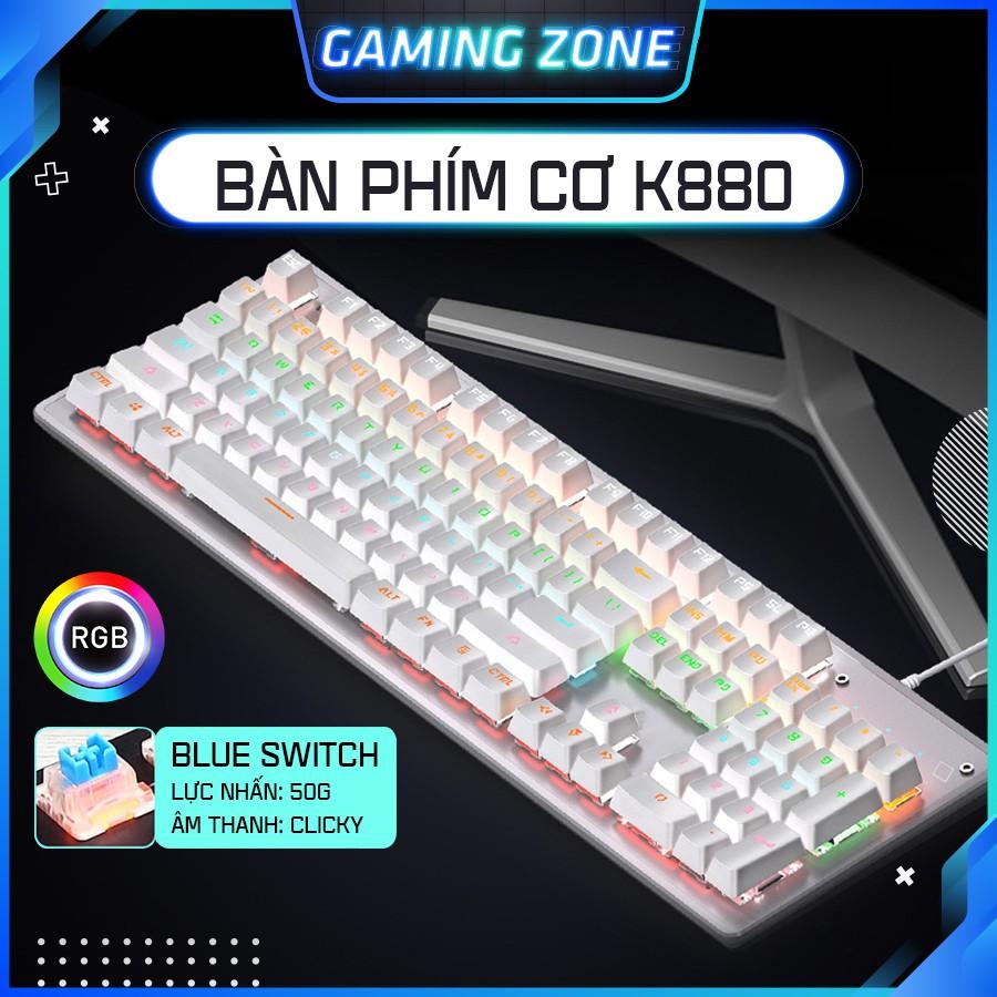 Bàn phím cơ máy tính chuyên game K880 PRO Blue Switch 104 phím 10 chế độ LED RGB có dây