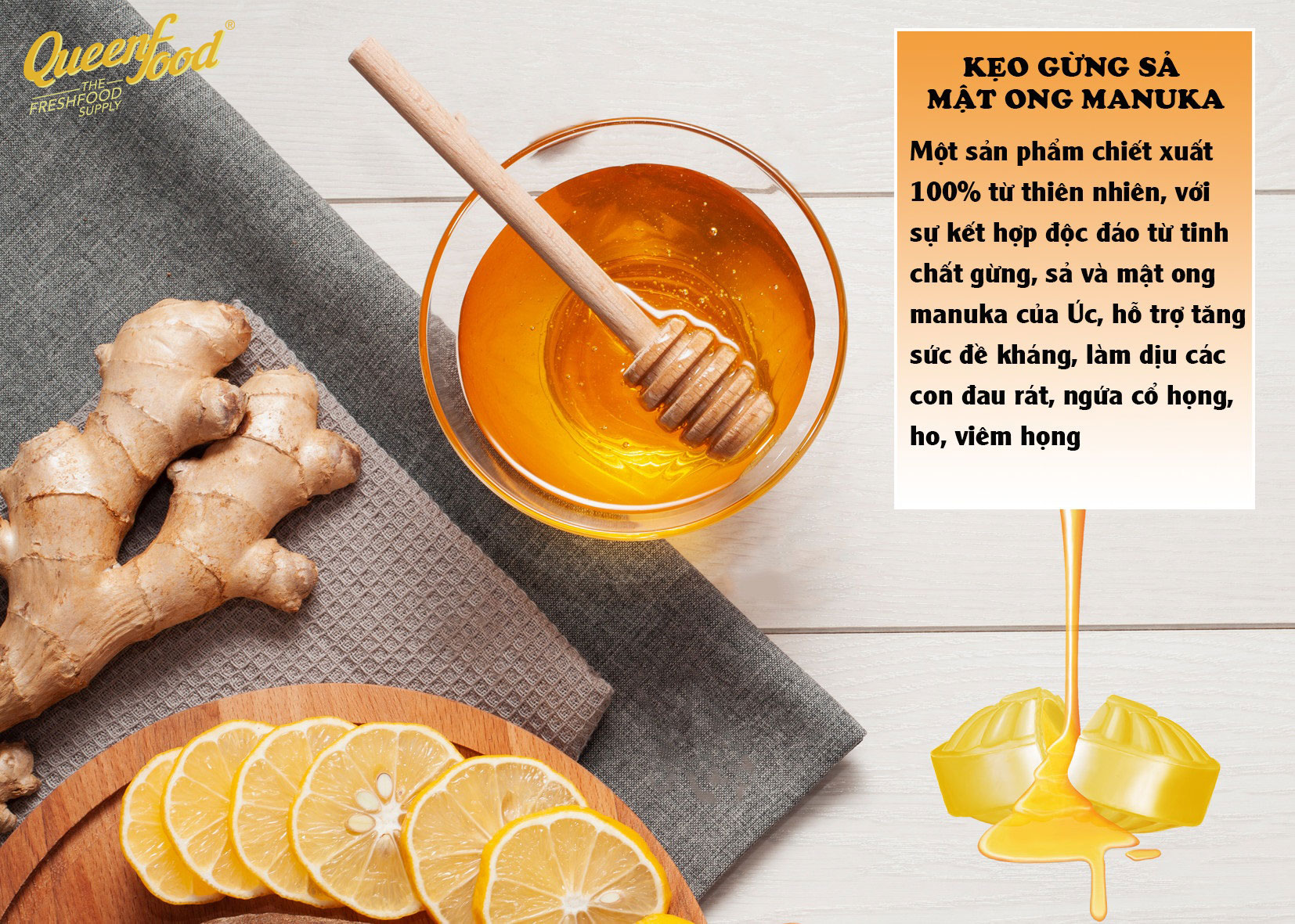 Kẹo Gừng Mật Ong Manuka Only Nature 16.5Gr (5 viên/ Túi)