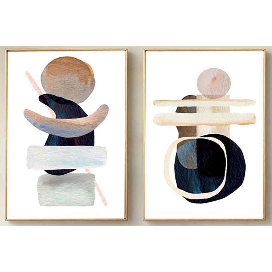 Bộ 2 tranh canvas decor phong cách minimalist, trừu tượng hiện đại - AR110