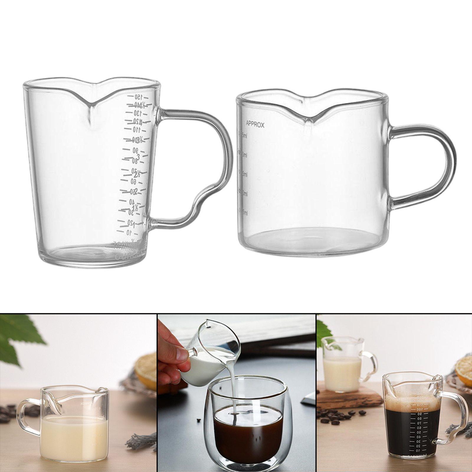 2pcs Espresso Glass Measuring Milk Cup Tea Cafe Drink Shaker Coffee Ounce Mug