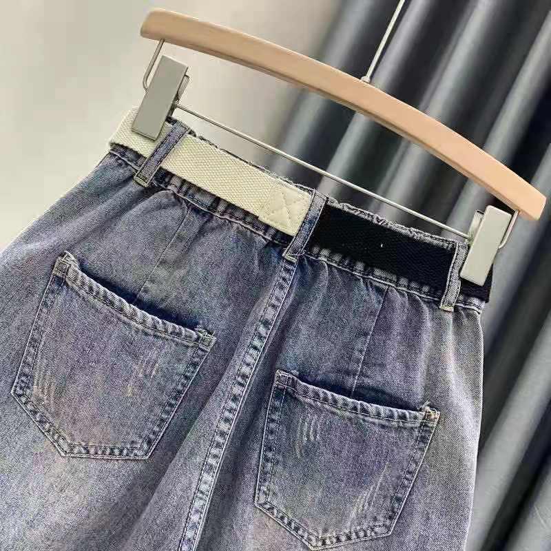 Quần Short Denim Lưng Cao Ống Rộng In Họa Tiết Thời Trang Cho Nữ