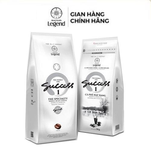 Combo 2 Bịch Cà Phê Pha Máy Hạt Mộc Success 1 - Trung Nguyên Legend - Arabica, Robusta (Gói 1 kg, Gu đậm mạnh)