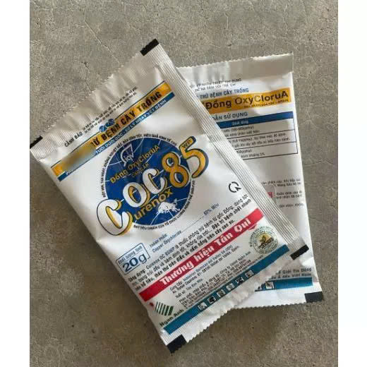 COC 85 (20g) Đồng oxy. gốc đồng trừ nấm bệnh cao cấp phổ rộng: đốm vàng lá, thán thư, chết cây