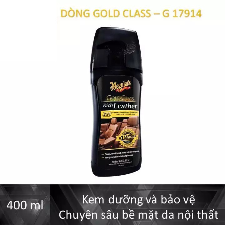 Meguiar's Kem dưỡng và bảo vệ chuyên sâu bề mặt da nội thất ô tô dòng Gold Class, G17914, 400ml