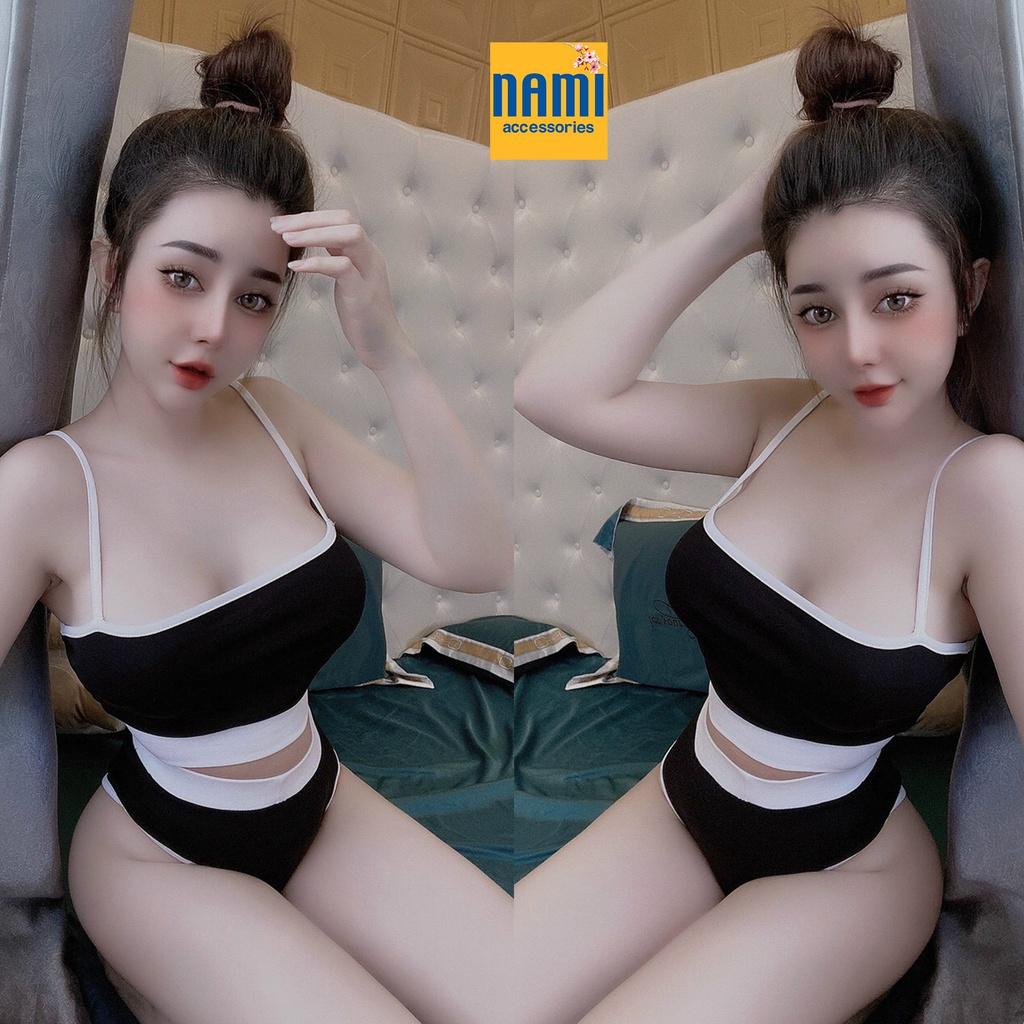 SET BIKINI HAI DÂY PHỐI MÀU TRƠN SEXY QUYẾN RŨ NGẤT NGÂY - QANU452