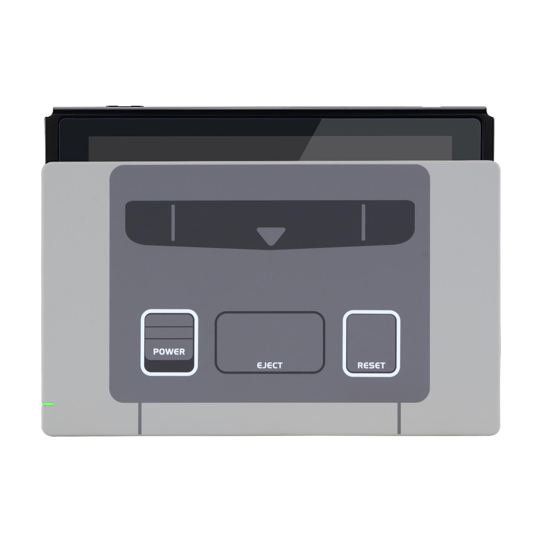 EXtremeRate SFC SNES Tấm mặt tùy chỉnh theo phong cách Châu Âu cổ điển, Báng cảm ứng mềm Vỏ vỏ thay thế tự làm cho Nintendo Switch Dock Màu sắc: SFC SNES Classic EU