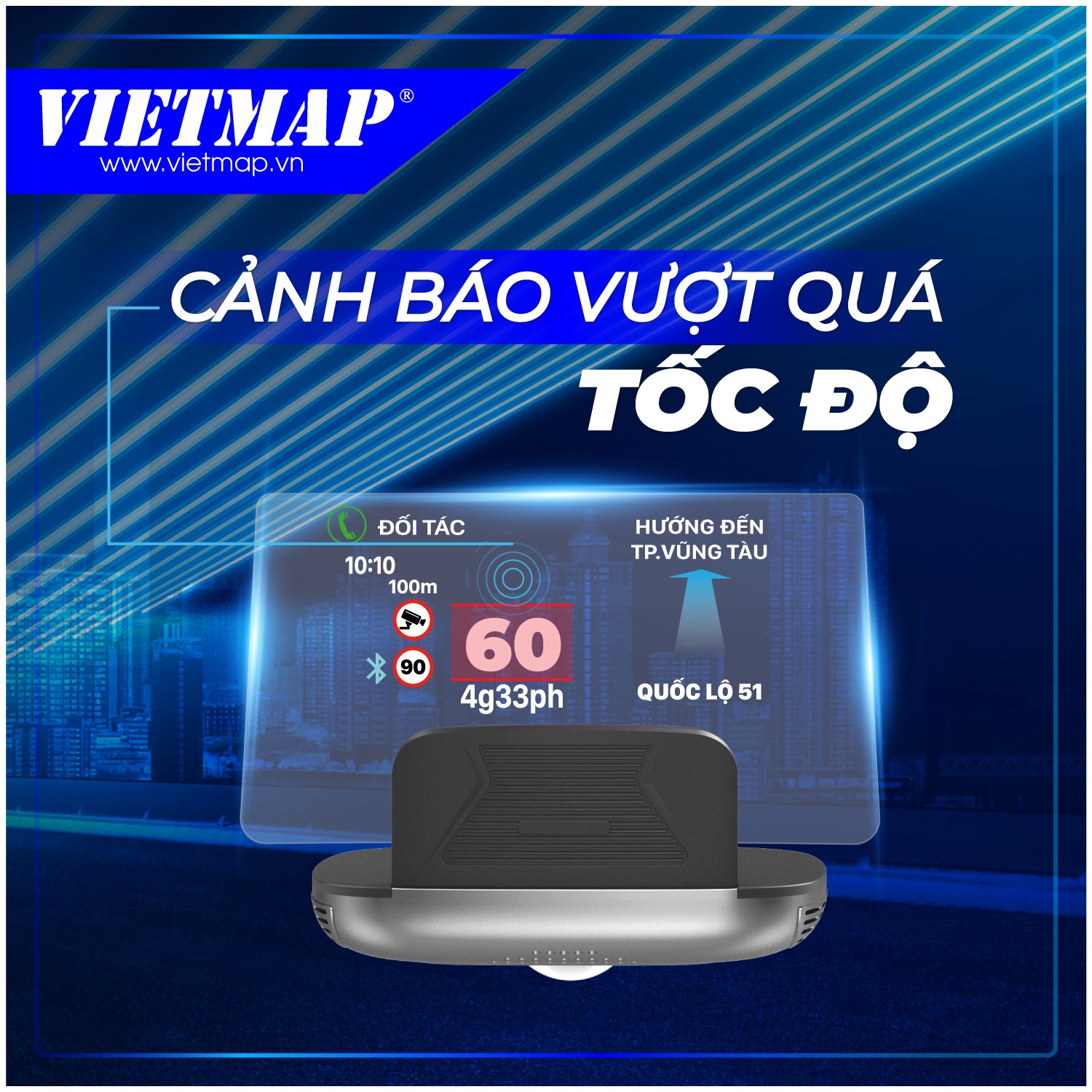 VIETMAP HUD H1N - Bản Suzuki - Màn Hình Hiển Thị Thông Minh - Phụ Kiện Ô tô (bản không có TPMS)