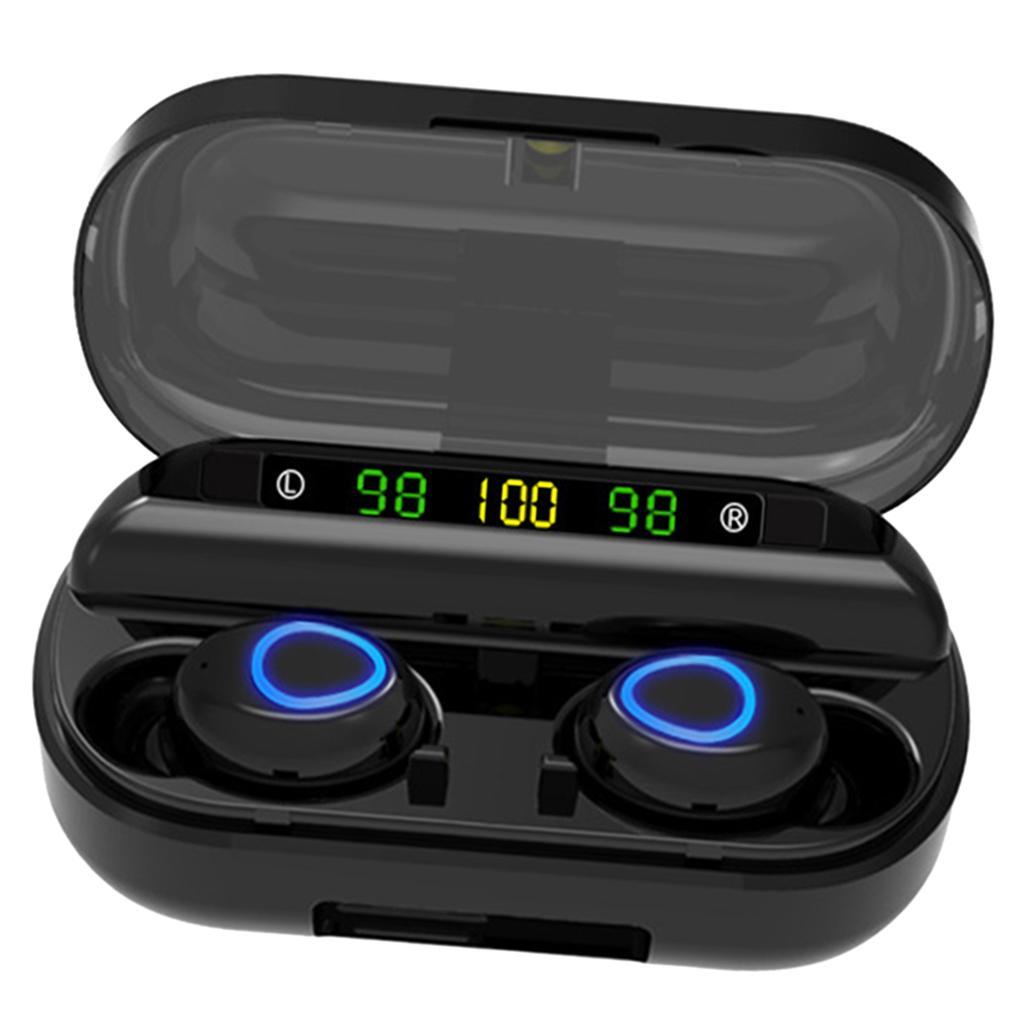 V10 V5.0 Wireless Touch Control LED Display Earphone Black