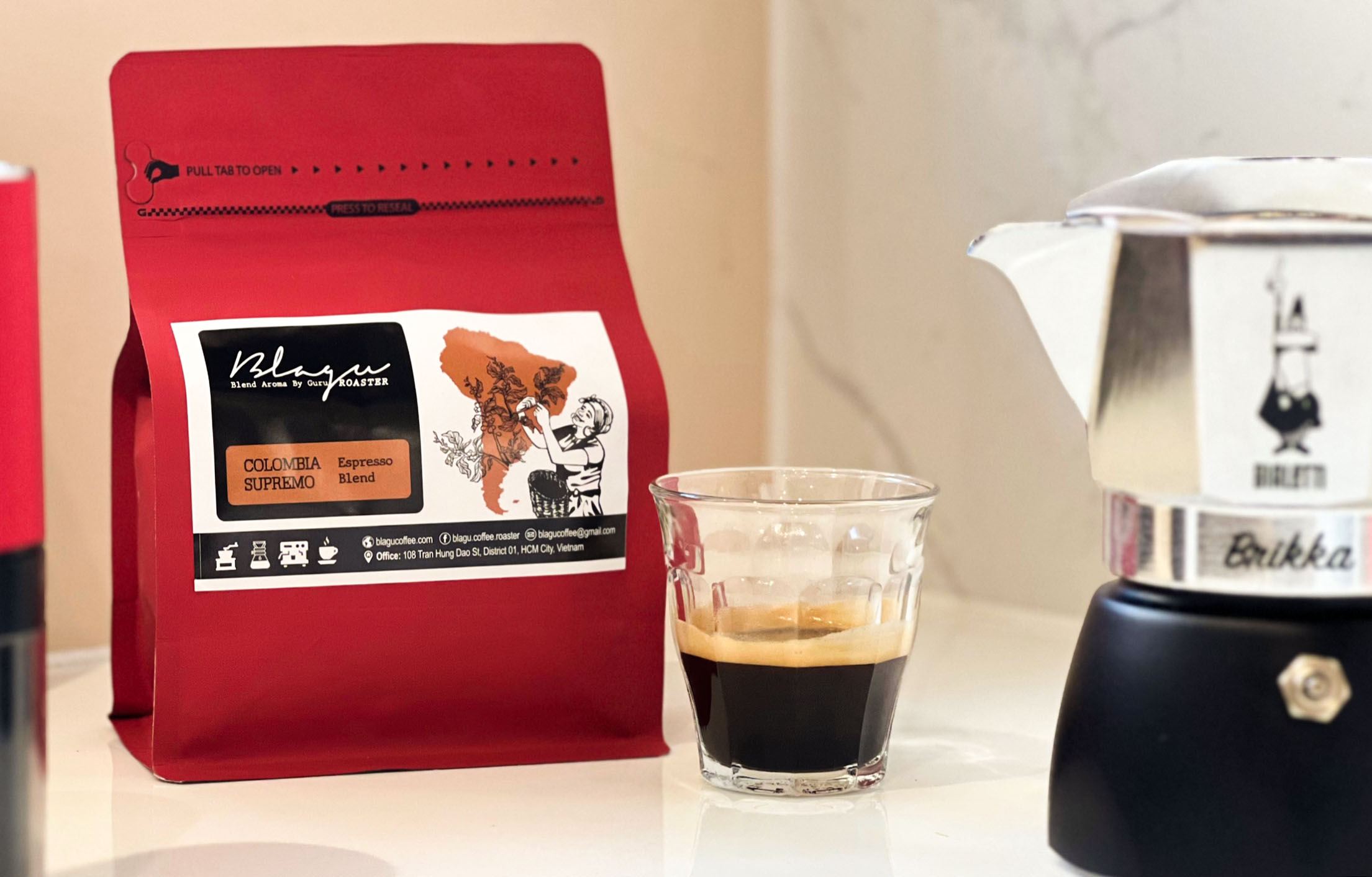 CÀ PHÊ BLAGU HẠT ARABICA ĐÃ RANG, COLOMBIA SUPREMO, MEDIUM ROAST 250G