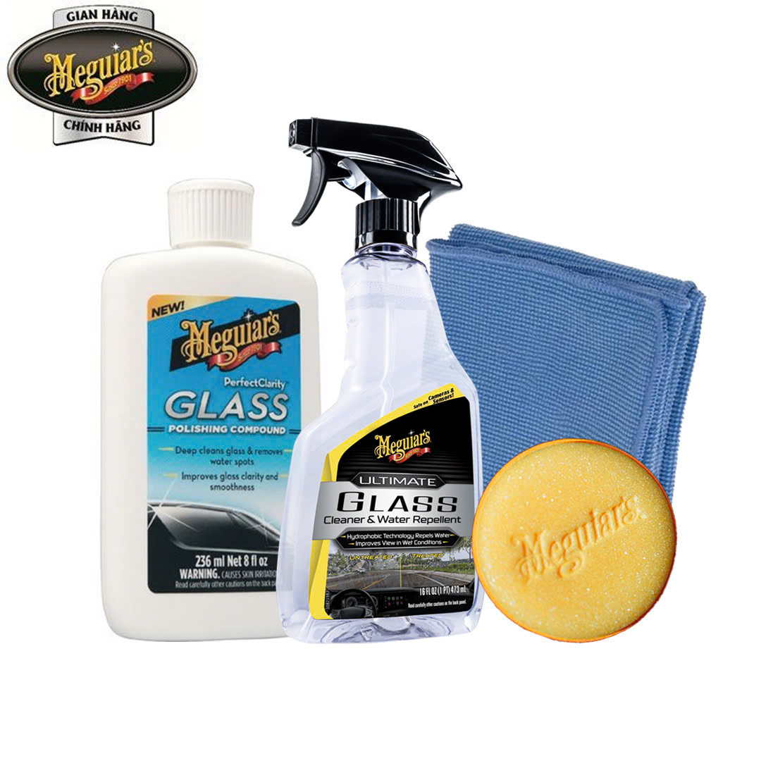 Combo Meguiar's Vệ sinh, làm sạch kính (tăng cường chống bám nước) đơn giản tại nhà (4SP), CB2405