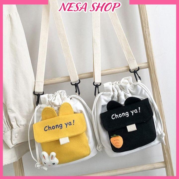 Túi đeo chéo nữ ChongYa vải canvas dây rút lạ mắt, Túi đeo chéo mini đeo đi chơi, đi du lịch NeSa Shop